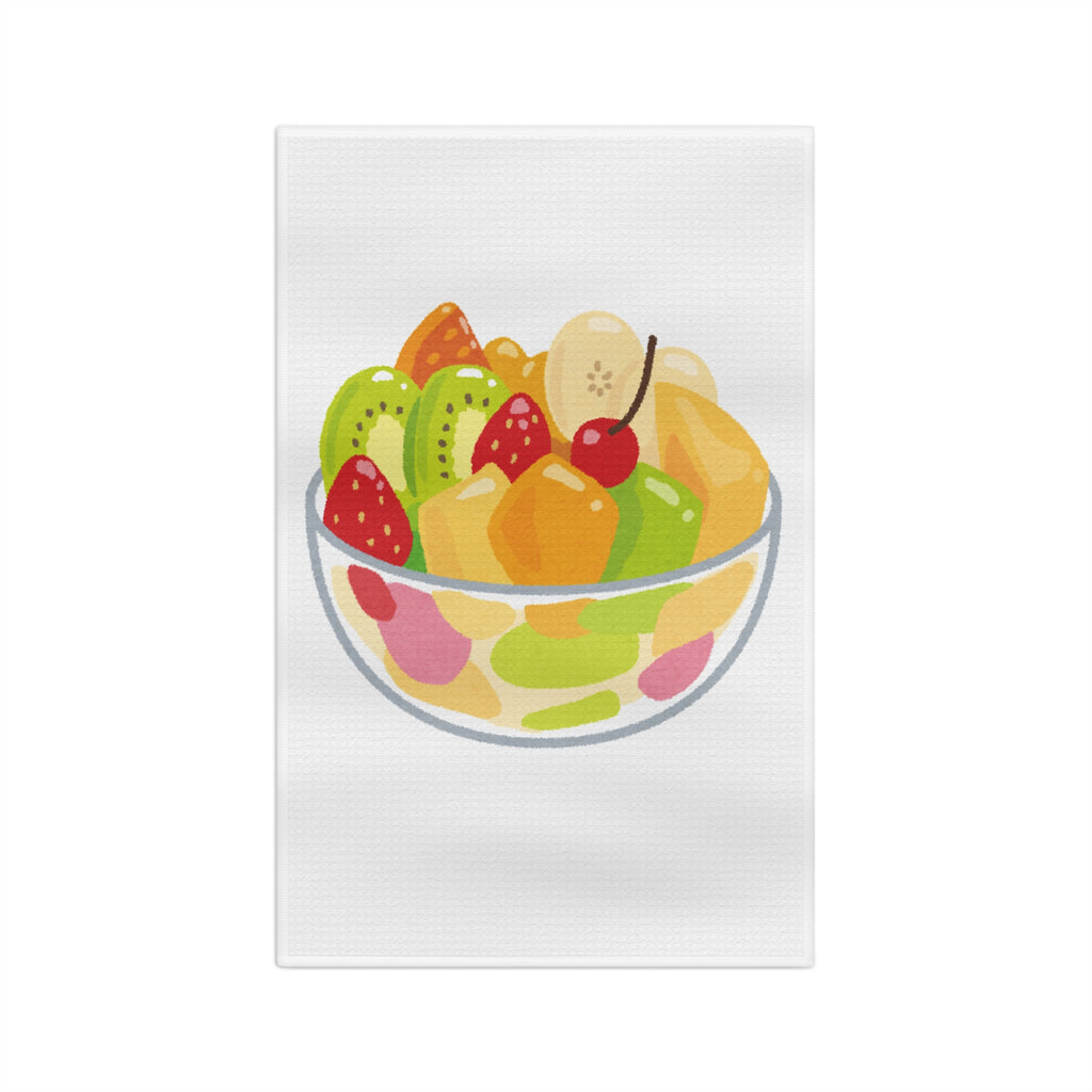 Fruit Salad Microfiber Tea Towel — Colorful Bowl of Fresh Fruit Kitchen Towel