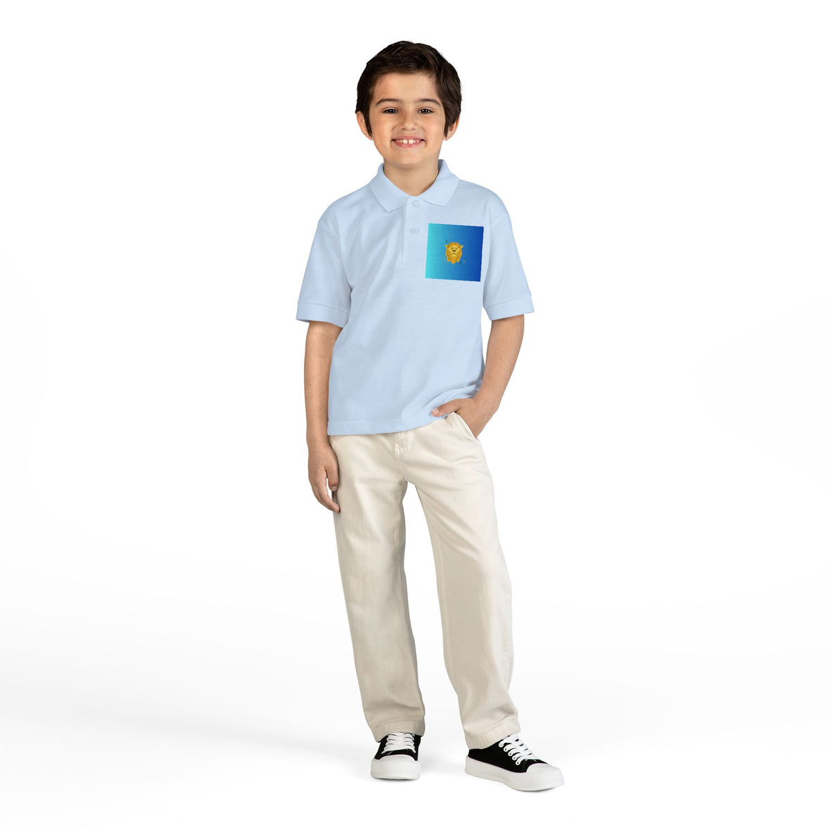 Blue Gradient Lion Crest Youth Polo