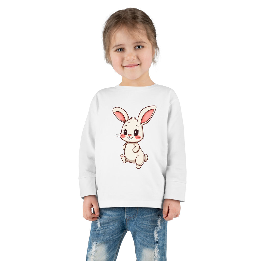 Cute Chubby Bunny Toddler Long Sleeve Tee | Baby Rabbit Illustration